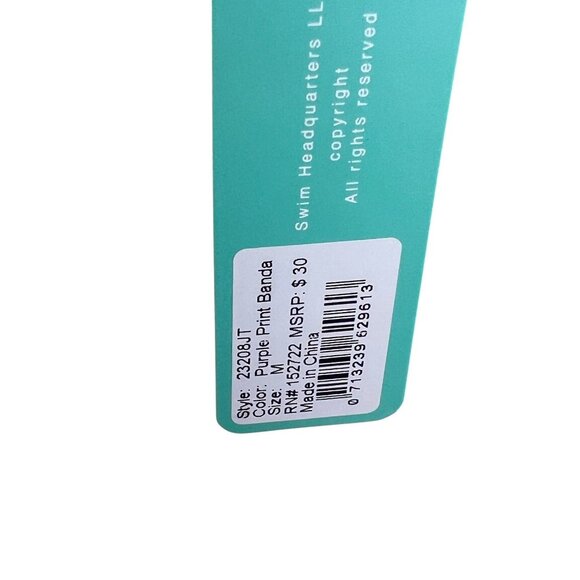 Sand Castle Swimwear Purple Print Bandeau Bikini Top Size M Halter Beach Resort - Picture 5 of 11